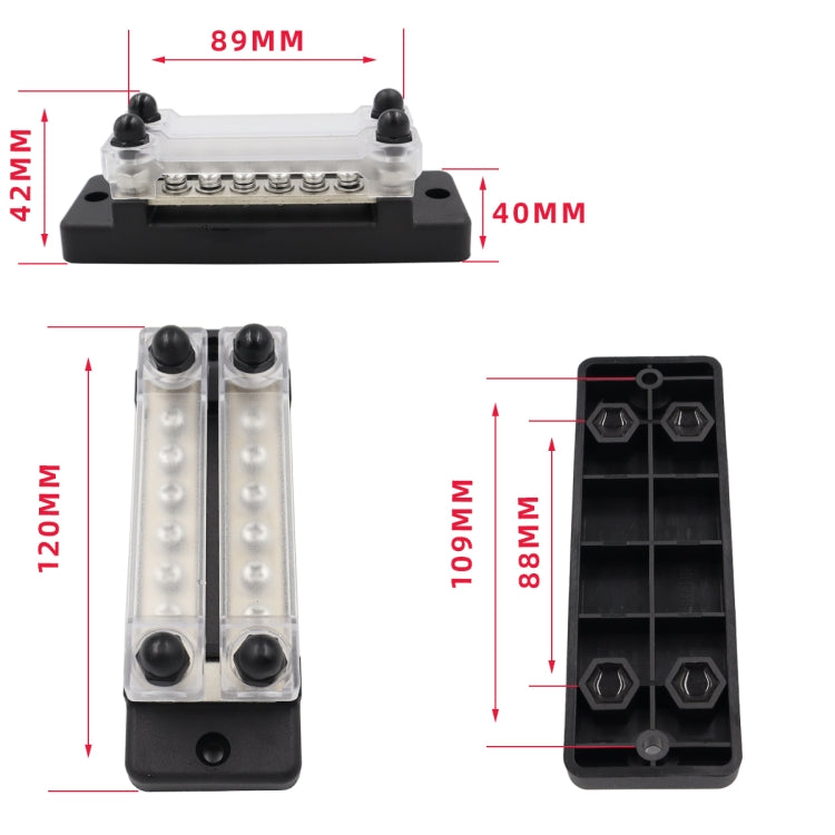 CP-3024 150A 12-48V RV Yacht Double-row 6-way Busbar with 16pcs Terminals(Black) - Booster Cable & Clip by PMC TechLife | Online Shopping South Africa | PMC TechLife | Buy Now Pay Later Mobicred