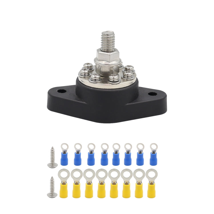 3/8 inch M10 RV Yacht 8-way Terminal Stud with 2 M5x20 Screws + 16pcs Terminals(Black) - free shipping - PMC TechLife - Order now!