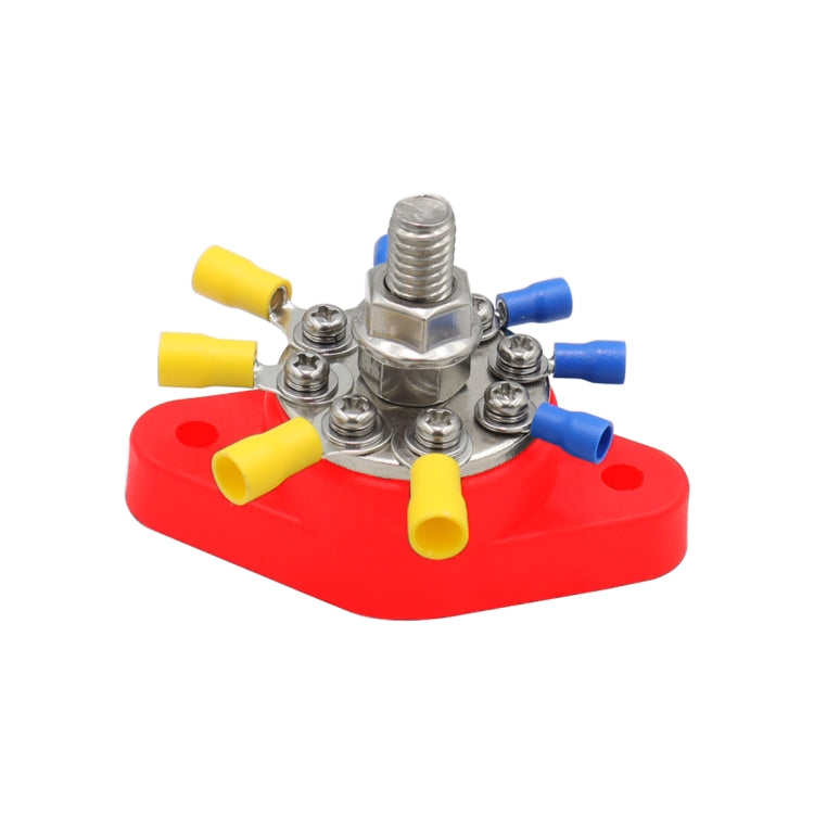 3/8 inch M10 RV Yacht 8-way Terminal Stud with 2 M5x20 Screws + 16pcs Terminals(Red) - Booster Cable & Clip by PMC TechLife | Online Shopping South Africa | PMC TechLife | Buy Now Pay Later Mobicred