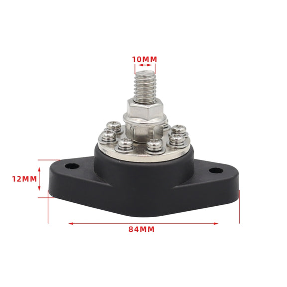 3/8 inch M10 RV Yacht 8-way Terminal Stud with 2 M5x20 Screws + 16pcs Terminals(Red)