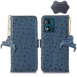 For Motorola Moto E13 4G 2023 Ostrich Pattern Genuine Leather RFID Phone Case(Blue) - Motorola Cases by PMC TechLife | Online Shopping South Africa | PMC TechLife | Buy Now Pay Later Mobicred