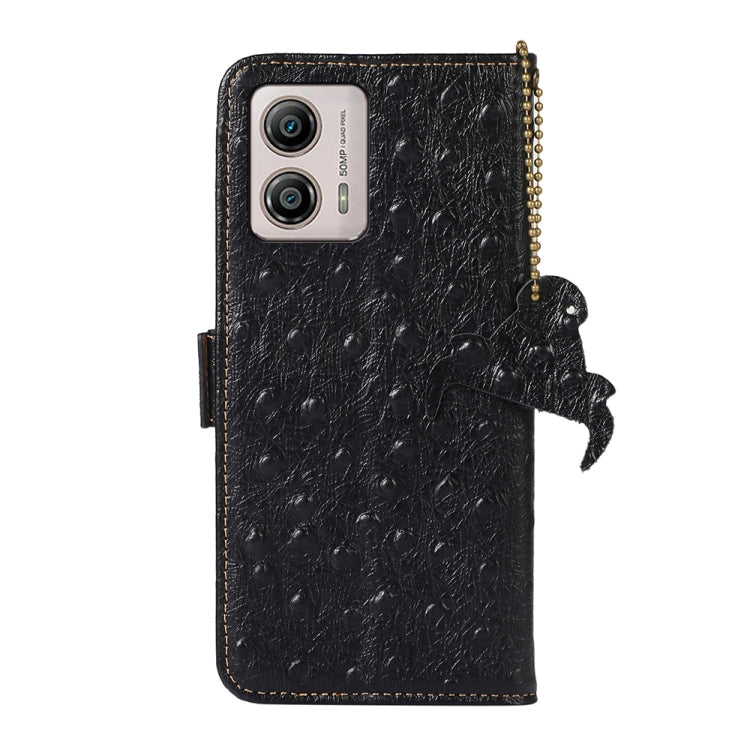 For Motorola Moto G53 5G / G13 / G23 Ostrich Pattern Genuine Leather RFID Phone Case(Black)