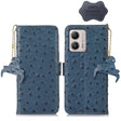 For Motorola Moto G53 5G / G13 / G23 Ostrich Pattern Genuine Leather RFID Phone Case(Blue) - Motorola Cases by PMC TechLife | Online Shopping South Africa | PMC TechLife | Buy Now Pay Later Mobicred