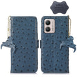 For Motorola Moto G73 5G Ostrich Pattern Genuine Leather RFID Phone Case(Blue) - Motorola Cases by PMC TechLife | Online Shopping South Africa | PMC TechLife | Buy Now Pay Later Mobicred