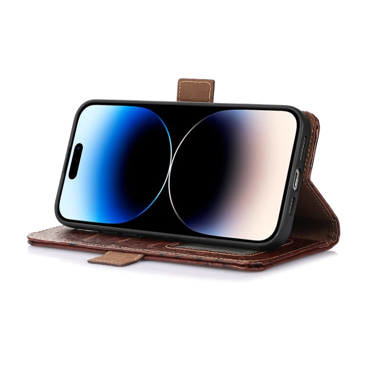 For OnePlus Nord CE 3 Lite Ostrich Pattern Genuine Leather RFID Phone Case(Coffee)