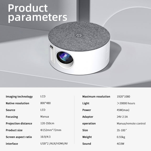 T2 800x480 1000 Lumens LED HD Mini Projector, Specification:AU Plug