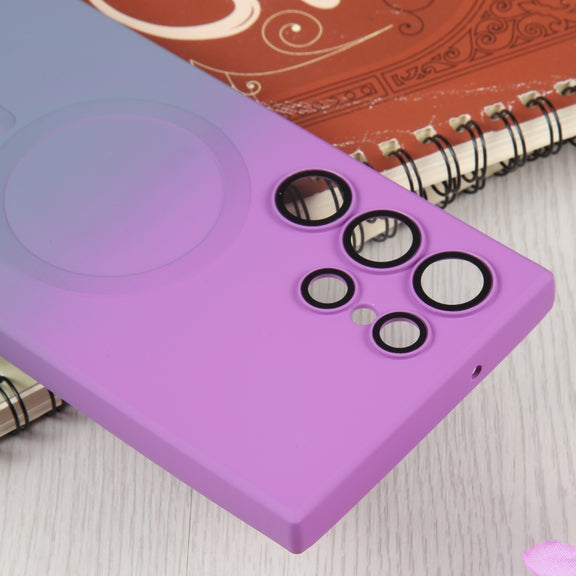 For Samsung Galaxy S22 Ultra 5G Liquid TPU Silicone Gradient MagSafe Phone Case(Purple Grey)
