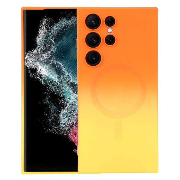 For Samsung Galaxy S22 Ultra 5G Liquid TPU Silicone Gradient MagSafe Phone Case(Orange Yellow) - Galaxy S22 Ultra 5G Cases by PMC TechLife | Online Shopping South Africa | PMC TechLife