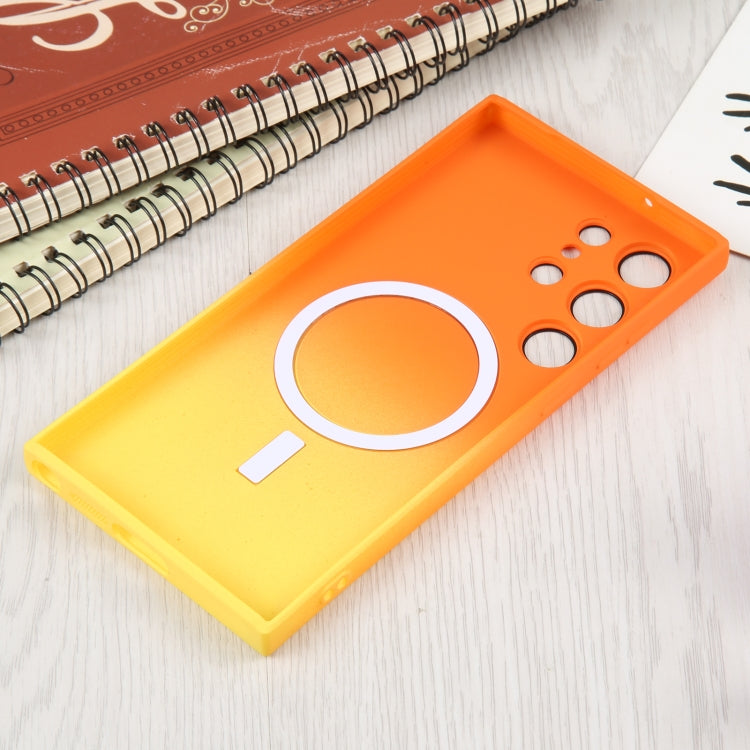 For Samsung Galaxy S22 Ultra 5G Liquid TPU Silicone Gradient MagSafe Phone Case(Orange Yellow) - Galaxy S22 Ultra 5G Cases by PMC TechLife | Online Shopping South Africa | PMC TechLife
