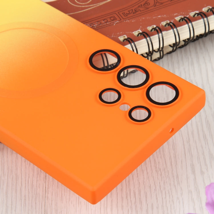 For Samsung Galaxy S22 Ultra 5G Liquid TPU Silicone Gradient MagSafe Phone Case(Orange Yellow) - Galaxy S22 Ultra 5G Cases by PMC TechLife | Online Shopping South Africa | PMC TechLife