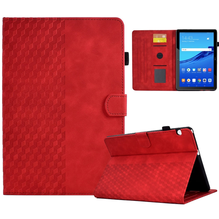 For Huawei MatePad T5 10.0 Rhombus Embossed Leather Smart Tablet Case(Red) - Huawei by PMC TechLife | Online Shopping South Africa | PMC TechLife | Buy Now Pay Later Mobicred