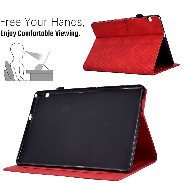 For Huawei MatePad T5 10.0 Rhombus Embossed Leather Smart Tablet Case(Red) - Huawei by PMC TechLife | Online Shopping South Africa | PMC TechLife | Buy Now Pay Later Mobicred