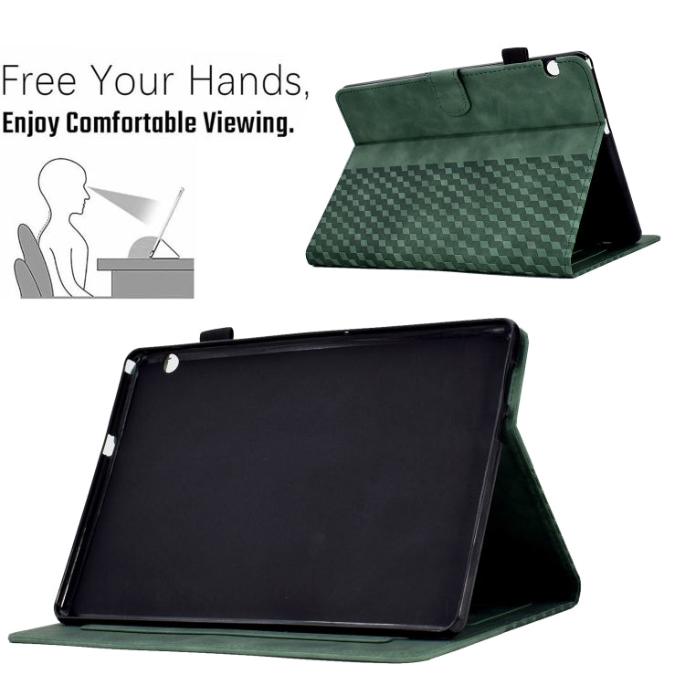 For Huawei MatePad T5 10.0 Rhombus Embossed Leather Smart Tablet Case(Green) - Huawei by PMC TechLife | Online Shopping South Africa | PMC TechLife | Buy Now Pay Later Mobicred