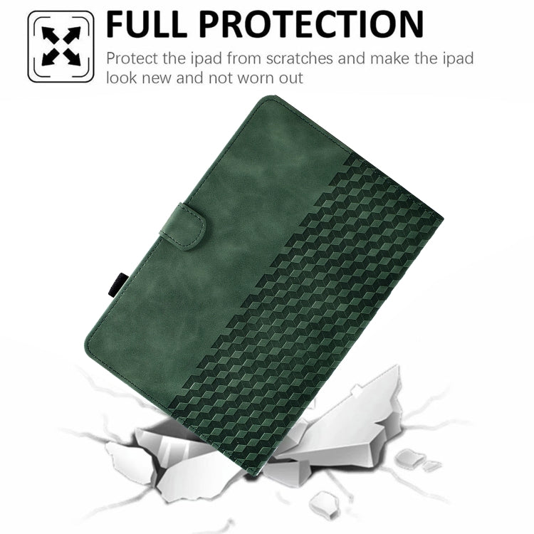 For Huawei MatePad T5 10.0 Rhombus Embossed Leather Smart Tablet Case(Green) - Huawei by PMC TechLife | Online Shopping South Africa | PMC TechLife | Buy Now Pay Later Mobicred