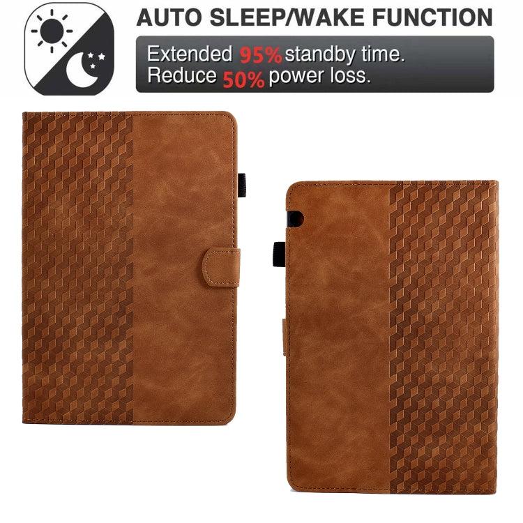For Huawei MatePad T5 10.0 Rhombus Embossed Leather Smart Tablet Case(Brown) - Huawei by PMC TechLife | Online Shopping South Africa | PMC TechLife | Buy Now Pay Later Mobicred