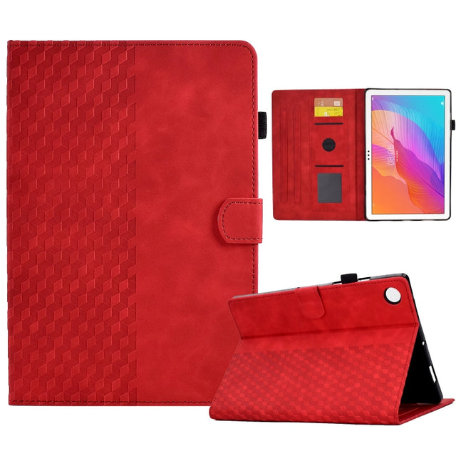 For Huawei MatePad T10 / T10S / Honor Tablet 6 Rhombus Embossed Leather Tablet Case(Red) - Honor by PMC TechLife | Online Shopping South Africa | PMC TechLife | Buy Now Pay Later Mobicred