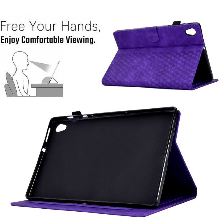For Lenovo Tab M10 2nd TB-X306F/X306X Rhombus Embossed Leather Smart Tablet Case(Purple)