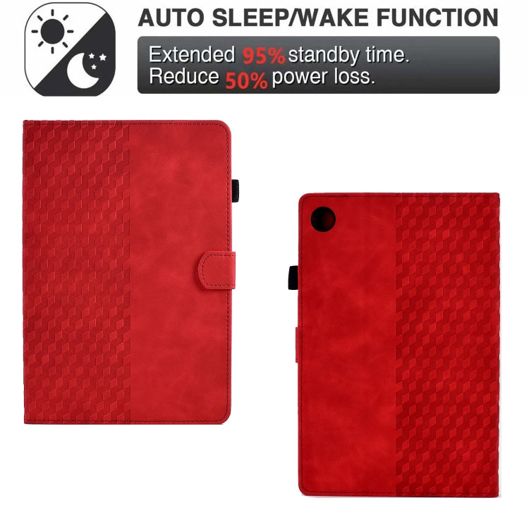 For Lenovo Tab M10 / M10 Plus FHD X606F Rhombus Embossed Leather Smart Tablet Case(Red) - Lenovo by PMC TechLife | Online Shopping South Africa | PMC TechLife | Buy Now Pay Later Mobicred