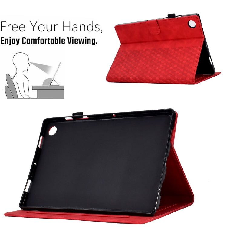 For Lenovo Tab M10 / M10 Plus FHD X606F Rhombus Embossed Leather Smart Tablet Case(Red)