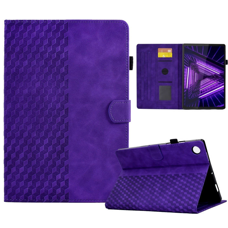 For Lenovo Tab M10 / M10 Plus FHD X606F Rhombus Embossed Leather Smart Tablet Case(Purple) - Lenovo by PMC TechLife | Online Shopping South Africa | PMC TechLife | Buy Now Pay Later Mobicred