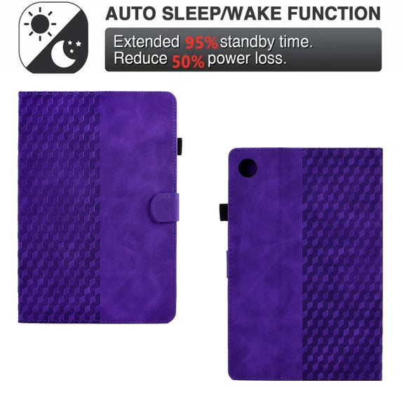 For Lenovo Tab M10 / M10 Plus FHD X606F Rhombus Embossed Leather Smart Tablet Case(Purple)