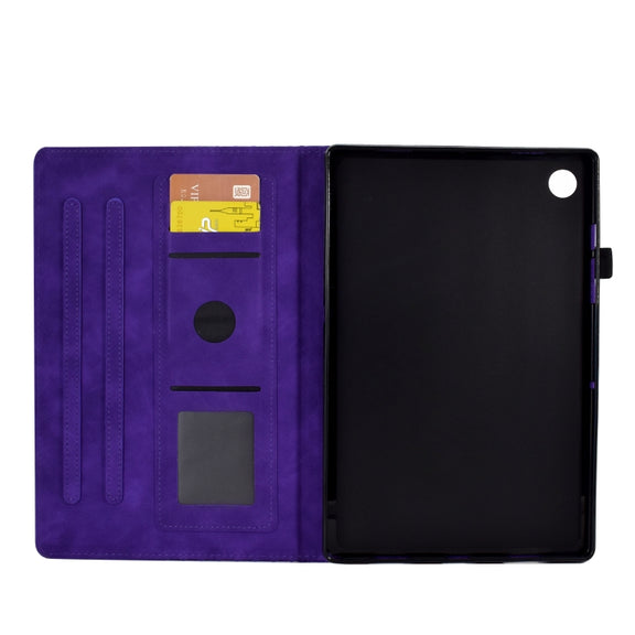 For Lenovo Tab M10 / M10 Plus FHD X606F Rhombus Embossed Leather Smart Tablet Case(Purple)