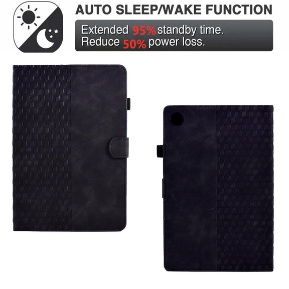 For Lenovo Tab M10 / M10 Plus FHD X606F Rhombus Embossed Leather Smart Tablet Case(Black)