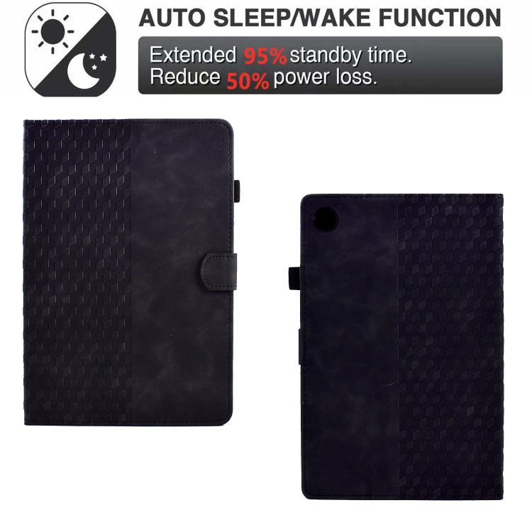 For Lenovo Tab M10 / M10 Plus FHD X606F Rhombus Embossed Leather Smart Tablet Case(Black)