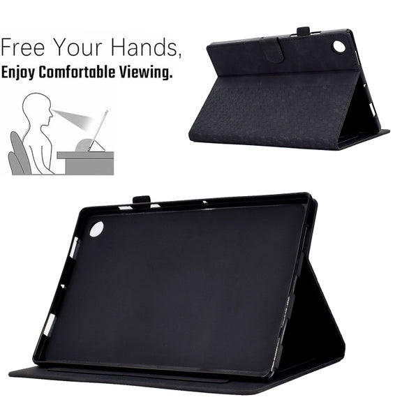For Lenovo Tab M10 / M10 Plus FHD X606F Rhombus Embossed Leather Smart Tablet Case(Black)