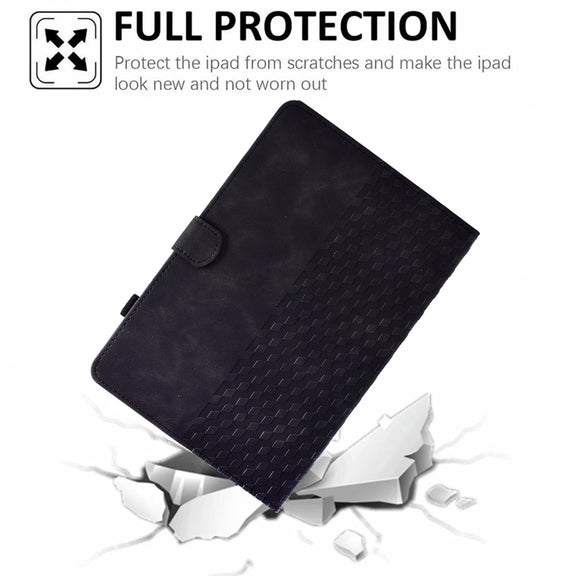 For Lenovo Tab M10 / M10 Plus FHD X606F Rhombus Embossed Leather Smart Tablet Case(Black)