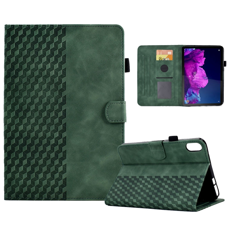For Lenovo Tab P11 / J606F Rhombus Embossed Leather Smart Tablet Case(Green) - Lenovo by PMC TechLife | Online Shopping South Africa | PMC TechLife | Buy Now Pay Later Mobicred