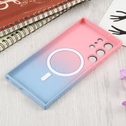 For Samsung Galaxy S23 5G Liquid TPU Silicone Gradient MagSafe Phone Case(Pink Blue)