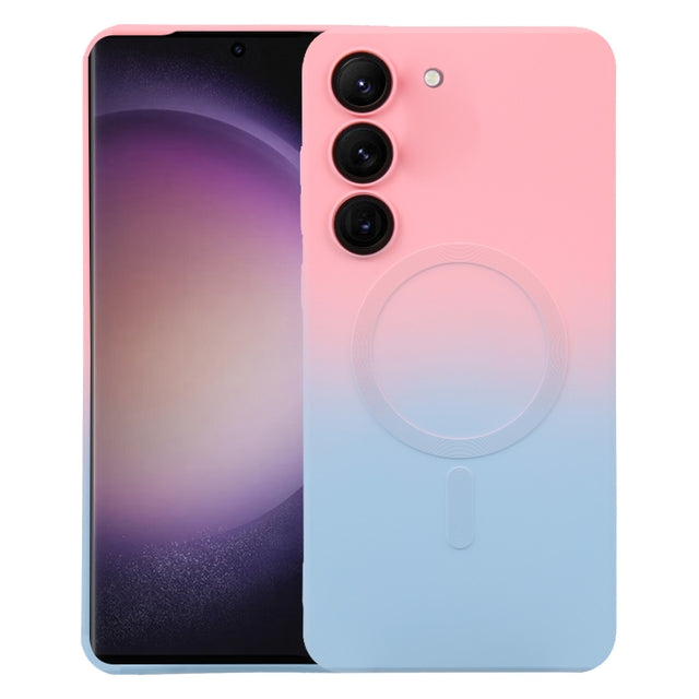For Samsung Galaxy S22 5G Liquid TPU Silicone Gradient MagSafe Phone Case(Pink Blue)