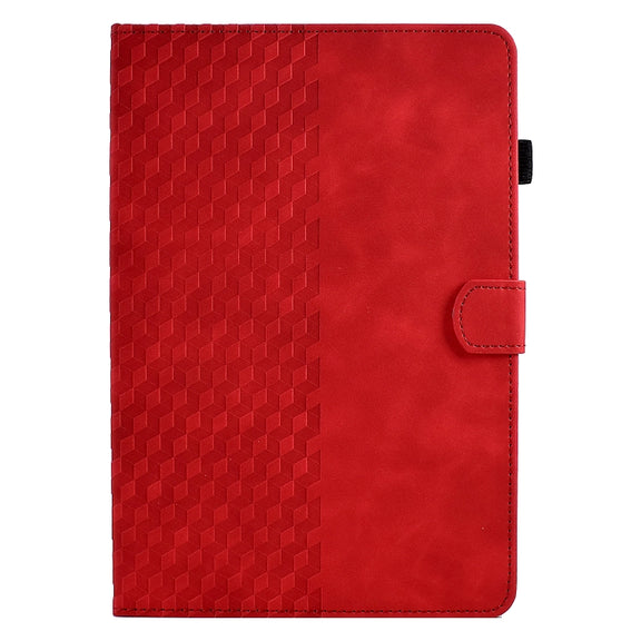 For Amazon Kindle Fire 7 2022 Rhombus Embossed Leather Tablet Case(Red)