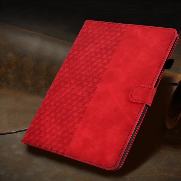 For Amazon Kindle PaperWhite 4 / 3 / 2 / 1 Rhombus Embossed Leather Tablet Case(Red)