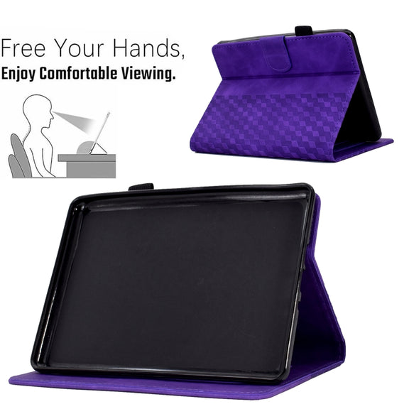 For Amazon Kindle PaperWhite 4 / 3 / 2 / 1 Rhombus Embossed Leather Tablet Case(Purple)