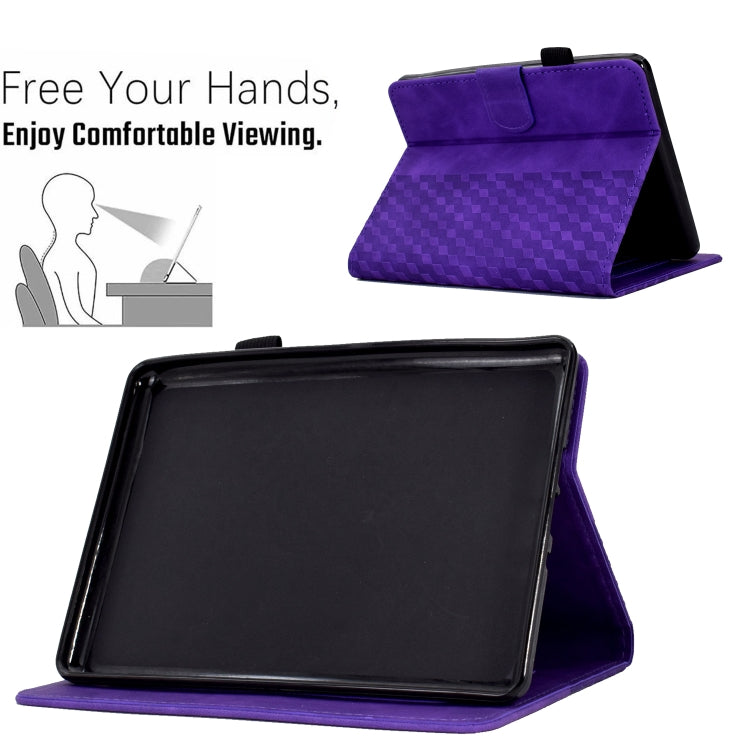 For Amazon Kindle PaperWhite 4 / 3 / 2 / 1 Rhombus Embossed Leather Tablet Case(Purple)