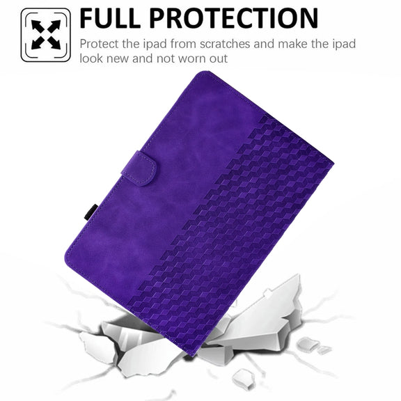 For Amazon Kindle PaperWhite 4 / 3 / 2 / 1 Rhombus Embossed Leather Tablet Case(Purple)