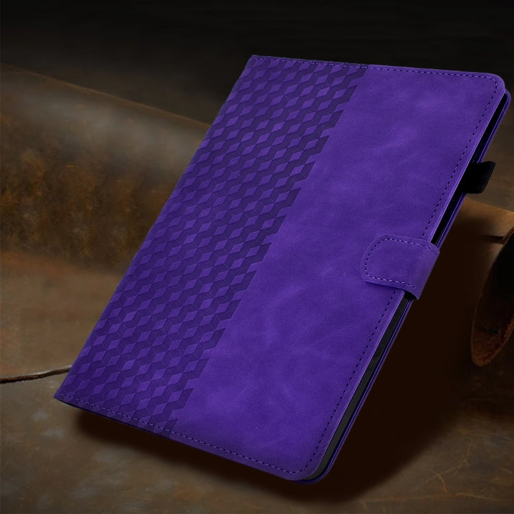 For Amazon Kindle PaperWhite 4 / 3 / 2 / 1 Rhombus Embossed Leather Tablet Case(Purple)