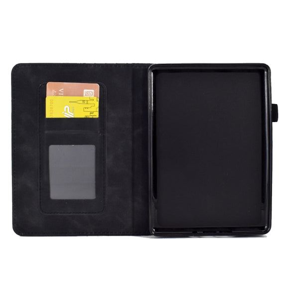 For Amazon Kindle PaperWhite 4 / 3 / 2 / 1 Rhombus Embossed Leather Tablet Case(Black)