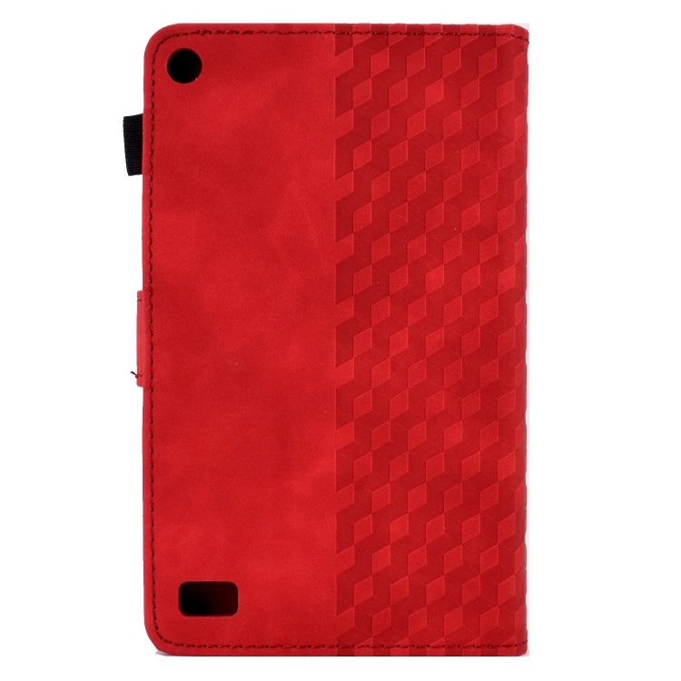 For Amazon Kindle Fire 7 2019 / 2017 / 2015 Rhombus Embossed Leather Tablet Case(Red) - Amazon by PMC TechLife | Online Shopping South Africa | PMC TechLife | Buy Now Pay Later Mobicred