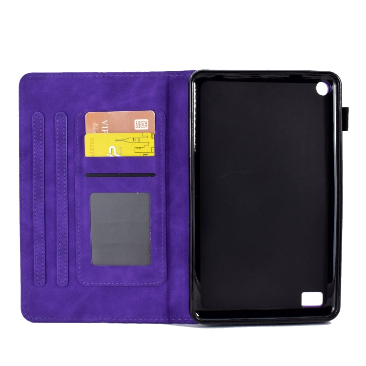 For Amazon Kindle Fire 7 2019 / 2017 / 2015 Rhombus Embossed Leather Tablet Case(Purple) - Amazon by PMC TechLife | Online Shopping South Africa | PMC TechLife | Buy Now Pay Later Mobicred