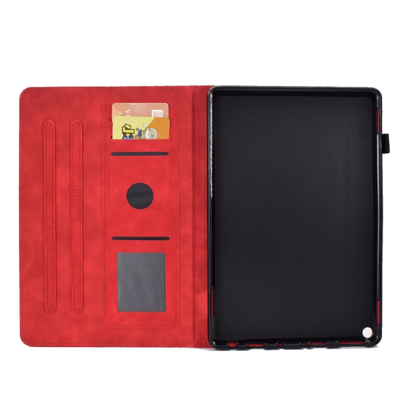 For Amazon Kindle Fire HD8 2020 Rhombus Embossed Leather Tablet Case(Red)