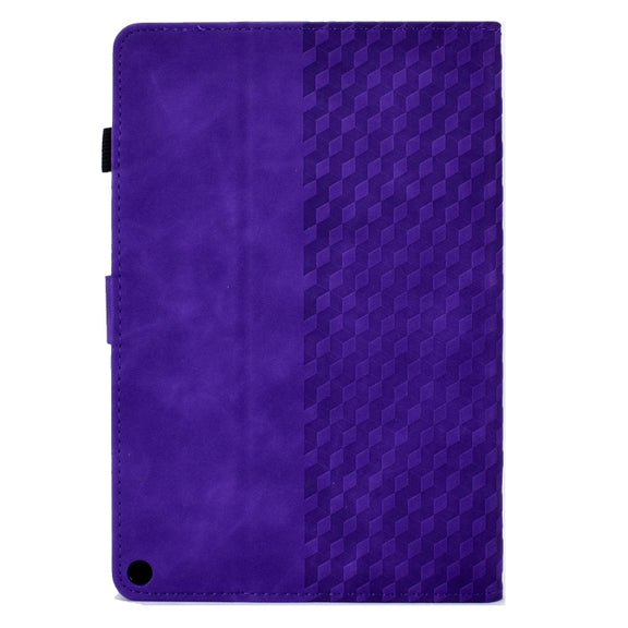 For Amazon Kindle Fire HD8 2020 Rhombus Embossed Leather Tablet Case(Purple)