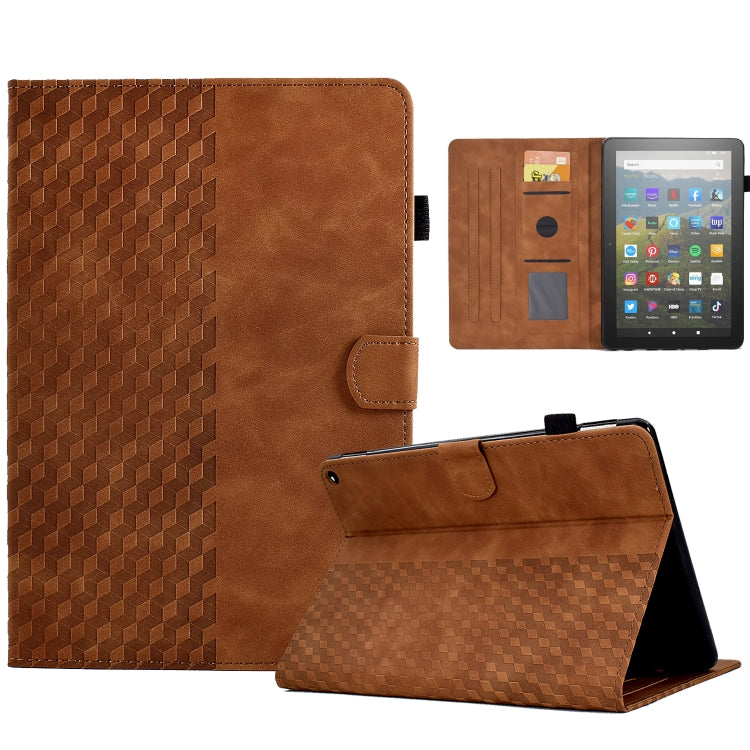 For Amazon Kindle Fire HD8 2020 Rhombus Embossed Leather Tablet Case(Brown) - Amazon by PMC TechLife | Online Shopping South Africa | PMC TechLife | Buy Now Pay Later Mobicred