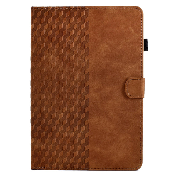 For Amazon Kindle Fire HD8 2020 Rhombus Embossed Leather Tablet Case(Brown)