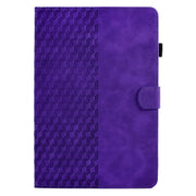 For Amazon Kindle Fire HD8 2018 / 2017 / 2016 Rhombus Embossed Leather Tablet Case(Purple)