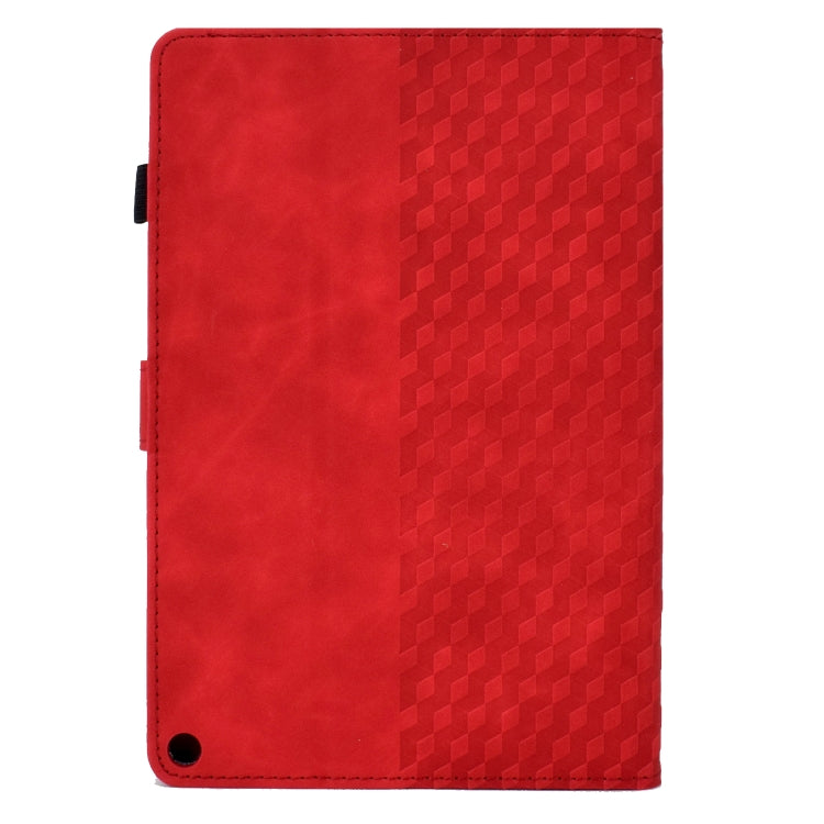 For Amazon Kindle Fire HD10 Plus 2021 Rhombus Embossed Leather Tablet Case(Red) - Amazon by PMC TechLife | Online Shopping South Africa | PMC TechLife | Buy Now Pay Later Mobicred