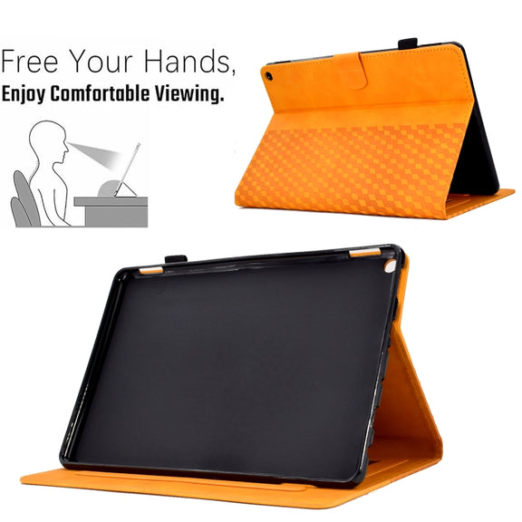 For Amazon Kindle Fire HD10 Plus 2021 Rhombus Embossed Leather Tablet Case(Khaki)