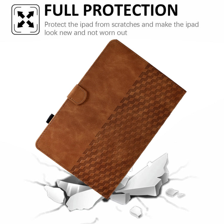 For Amazon Kindle Fire HD10 Plus 2021 Rhombus Embossed Leather Tablet Case(Brown) - Amazon by PMC TechLife | Online Shopping South Africa | PMC TechLife | Buy Now Pay Later Mobicred
